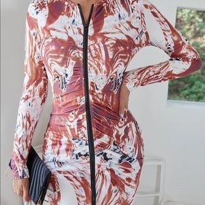 Marble Print Zip Up Dress